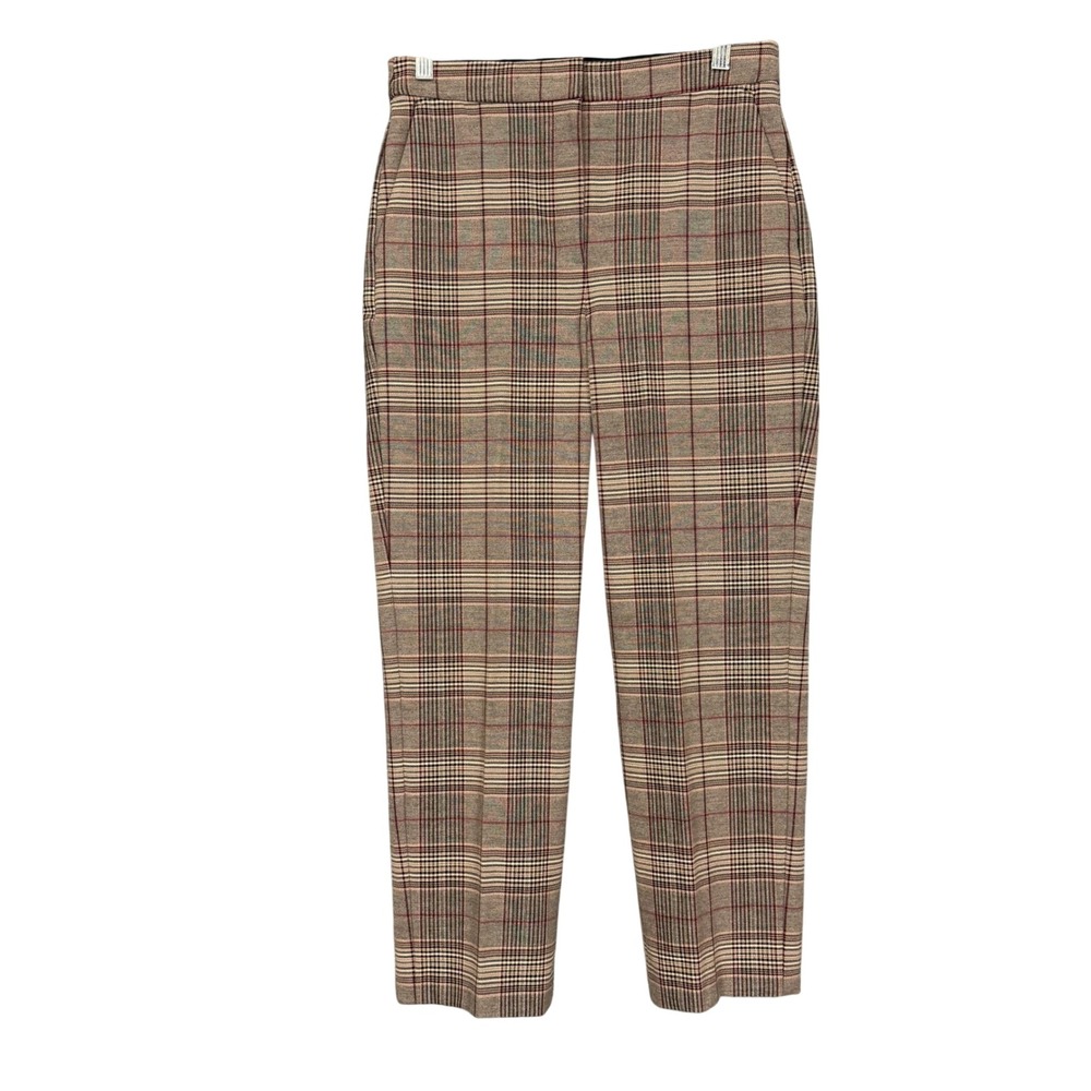 Express Pants‎ Womens 6R Brown Plaid Editor Straight Super High Rise Trousers